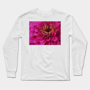 zinnia flower bloom in pink floral fantasy Long Sleeve T-Shirt